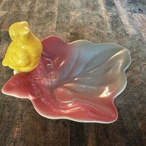 ROYAL COPLEY YELLOW BIRD ON LEAF CANDY OR TRINKET DISH
